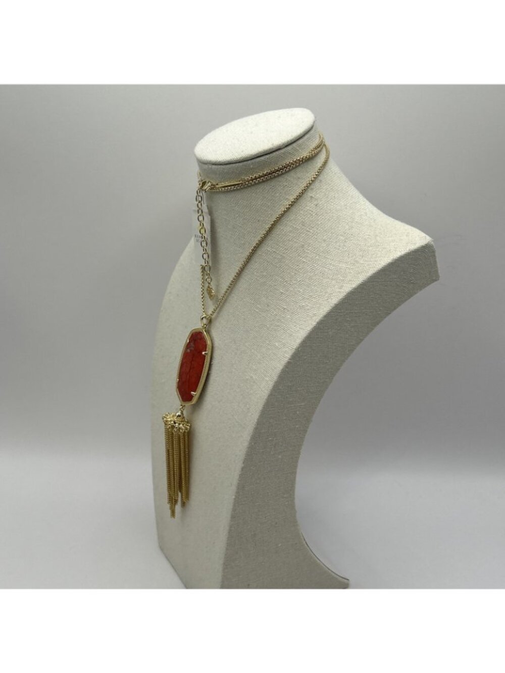 Kendra Scott Rayne Long Pendant Necklace in Bright Red Gold Plated New NWT Boho - Picture 11 of 16